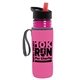 a transparent fuchsia bottle & black-with-red-spout lid & hot pink insulator the lifeguard - 24 oz pete bottle with flip straw lid