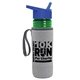 a transparent green bottle & royal blue lid & heather gray insulator the lifeguard - 24 oz pete bottle with flip straw lid