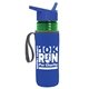 a transparent green bottle & royal blue lid & royal-blue insulator the lifeguard - 24 oz pete bottle with flip straw lid