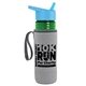 a transparent green bottle & cyan lid & heather gray insulator the lifeguard - 24 oz pete bottle with flip straw lid