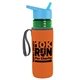 a transparent green bottle & cyan lid & orange insulator the lifeguard - 24 oz pete bottle with flip straw lid