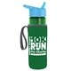 a transparent green bottle & cyan lid & green insulator the lifeguard - 24 oz pete bottle with flip straw lid