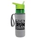 a transparent green bottle & lime green lid & heather gray insulator the lifeguard - 24 oz pete bottle with flip straw lid