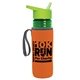 a transparent green bottle & lime green lid & orange insulator the lifeguard - 24 oz pete bottle with flip straw lid
