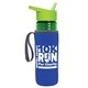 a transparent green bottle & lime green lid & royal-blue insulator the lifeguard - 24 oz pete bottle with flip straw lid