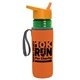 a transparent green bottle & orange lid & orange insulator the lifeguard - 24 oz pete bottle with flip straw lid