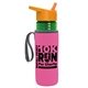 a transparent green bottle & orange lid & hot pink insulator the lifeguard - 24 oz pete bottle with flip straw lid