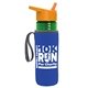 a transparent green bottle & orange lid & royal-blue insulator the lifeguard - 24 oz pete bottle with flip straw lid