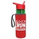 a transparent green bottle & red lid & red insulator the lifeguard - 24 oz pete bottle with flip straw lid