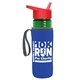 a transparent green bottle & red lid & royal-blue insulator the lifeguard - 24 oz pete bottle with flip straw lid