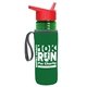 a transparent green bottle & red lid & green insulator the lifeguard - 24 oz pete bottle with flip straw lid