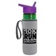 a transparent green bottle & violet lid & heather gray insulator the lifeguard - 24 oz pete bottle with flip straw lid
