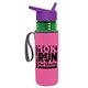 a transparent green bottle & violet lid & hot pink insulator the lifeguard - 24 oz pete bottle with flip straw lid