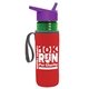a transparent green bottle & violet lid & red insulator the lifeguard - 24 oz pete bottle with flip straw lid