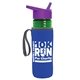 a transparent green bottle & violet lid & royal-blue insulator the lifeguard - 24 oz pete bottle with flip straw lid