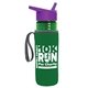 a transparent green bottle & violet lid & green insulator the lifeguard - 24 oz pete bottle with flip straw lid