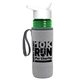 a transparent green bottle & white lid & heather gray insulator the lifeguard - 24 oz pete bottle with flip straw lid