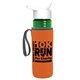 a transparent green bottle & white lid & orange insulator the lifeguard - 24 oz pete bottle with flip straw lid