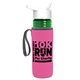 a transparent green bottle & white lid & hot pink insulator the lifeguard - 24 oz pete bottle with flip straw lid