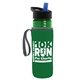 a transparent green bottle & black-with-blue-spout lid & green insulator the lifeguard - 24 oz pete bottle with flip straw lid