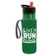 a transparent green bottle & black-with-red-spout lid & green insulator the lifeguard - 24 oz pete bottle with flip straw lid