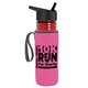 a transparent red bottle & black lid & hot pink insulator the lifeguard - 24 oz pete bottle with flip straw lid