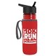 a transparent red bottle & black lid & red insulator the lifeguard - 24 oz pete bottle with flip straw lid
