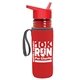 a transparent red bottle & red lid & red insulator the lifeguard - 24 oz pete bottle with flip straw lid