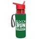 a transparent red bottle & red lid & green insulator the lifeguard - 24 oz pete bottle with flip straw lid