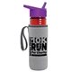 a transparent red bottle & violet lid & heather gray insulator the lifeguard - 24 oz pete bottle with flip straw lid