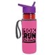 a transparent red bottle & violet lid & hot pink insulator the lifeguard - 24 oz pete bottle with flip straw lid