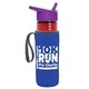 a transparent red bottle & violet lid & royal-blue insulator the lifeguard - 24 oz pete bottle with flip straw lid