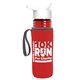 a transparent red bottle & white lid & red insulator the lifeguard - 24 oz pete bottle with flip straw lid