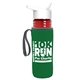 a transparent red bottle & white lid & green insulator the lifeguard - 24 oz pete bottle with flip straw lid