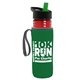a transparent red bottle & black-with-green-spout lid & green insulator the lifeguard - 24 oz pete bottle with flip straw lid