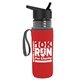 a transparent smoke bottle & black lid & red insulator the lifeguard - 24 oz pete bottle with flip straw lid