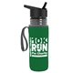 a transparent smoke bottle & black lid & green insulator the lifeguard - 24 oz pete bottle with flip straw lid