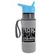 a transparent smoke bottle & cyan lid & heather gray insulator the lifeguard - 24 oz pete bottle with flip straw lid