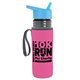 a transparent smoke bottle & cyan lid & hot pink insulator the lifeguard - 24 oz pete bottle with flip straw lid