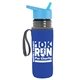 a transparent smoke bottle & cyan lid & royal-blue insulator the lifeguard - 24 oz pete bottle with flip straw lid