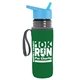 a transparent smoke bottle & cyan lid & green insulator the lifeguard - 24 oz pete bottle with flip straw lid