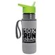 a transparent smoke bottle & lime green lid & heather gray insulator the lifeguard - 24 oz pete bottle with flip straw lid