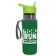 a transparent smoke bottle & lime green lid & green insulator the lifeguard - 24 oz pete bottle with flip straw lid