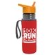 a transparent smoke bottle & orange lid & red insulator the lifeguard - 24 oz pete bottle with flip straw lid