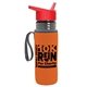 a transparent smoke bottle & red lid & orange insulator the lifeguard - 24 oz pete bottle with flip straw lid