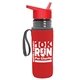 a transparent smoke bottle & red lid & red insulator the lifeguard - 24 oz pete bottle with flip straw lid