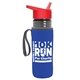 a transparent smoke bottle & red lid & royal-blue insulator the lifeguard - 24 oz pete bottle with flip straw lid