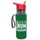 a transparent smoke bottle & red lid & green insulator the lifeguard - 24 oz pete bottle with flip straw lid