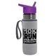 a transparent smoke bottle & violet lid & heather gray insulator the lifeguard - 24 oz pete bottle with flip straw lid