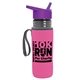 a transparent smoke bottle & violet lid & hot pink insulator the lifeguard - 24 oz pete bottle with flip straw lid